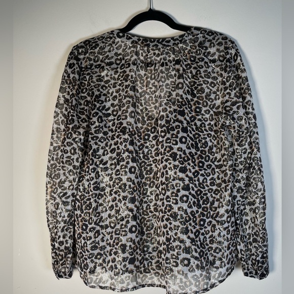 Velvet By Graham & Spencer Peyton Leopard Blouse TUNIC Womens Sz XS metallic - Picture 12 of 14